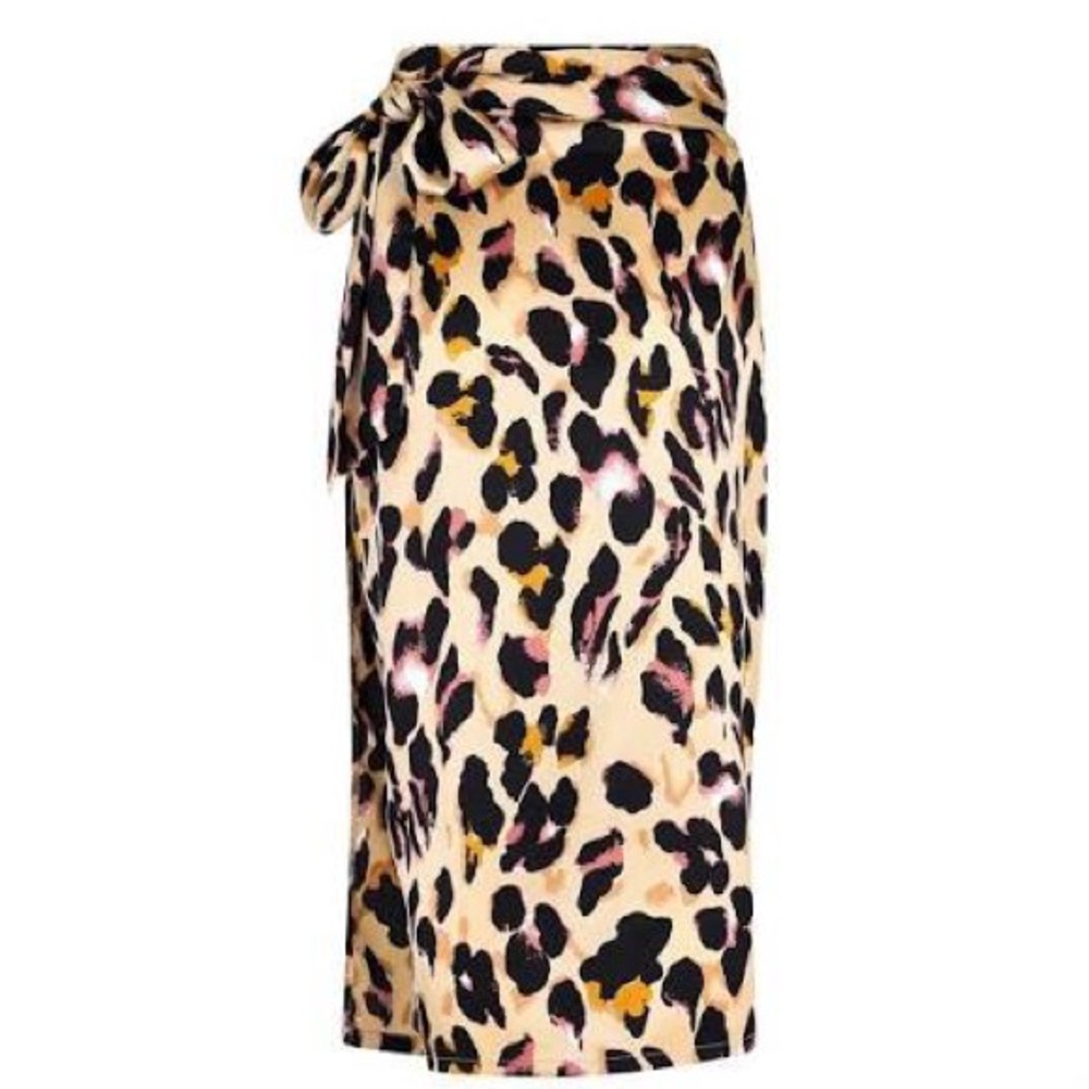 Never Fully Dressed Leopard Print Asymmetrical Midi Skirt - Brown, Black, Cream
